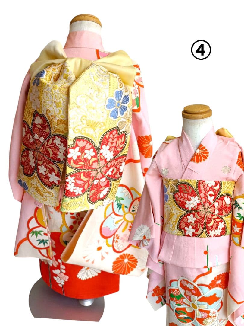 専用です☆アンティーク薄ピンク、クリーム色に梅の花の着物☆２歳から３歳