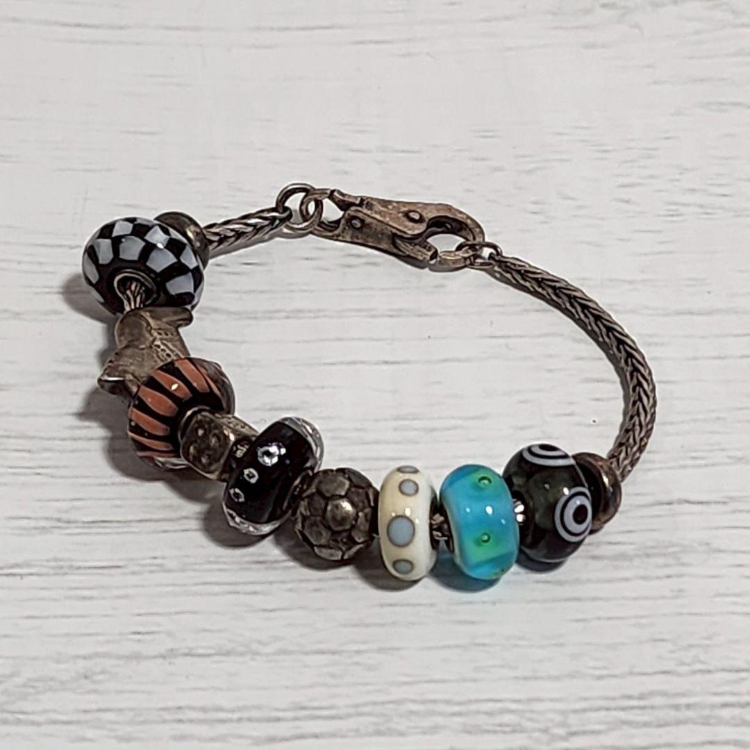 ブレスレット ビーズ ホース サッカーボール シルバー トロールビーズ