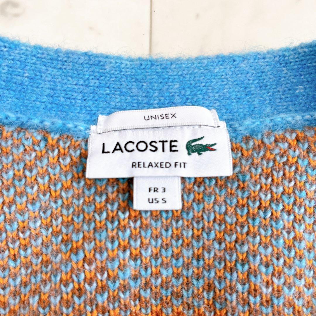 極美品✨LACOSTE ビッグタータンチェックジャカードVネックカーディガン
