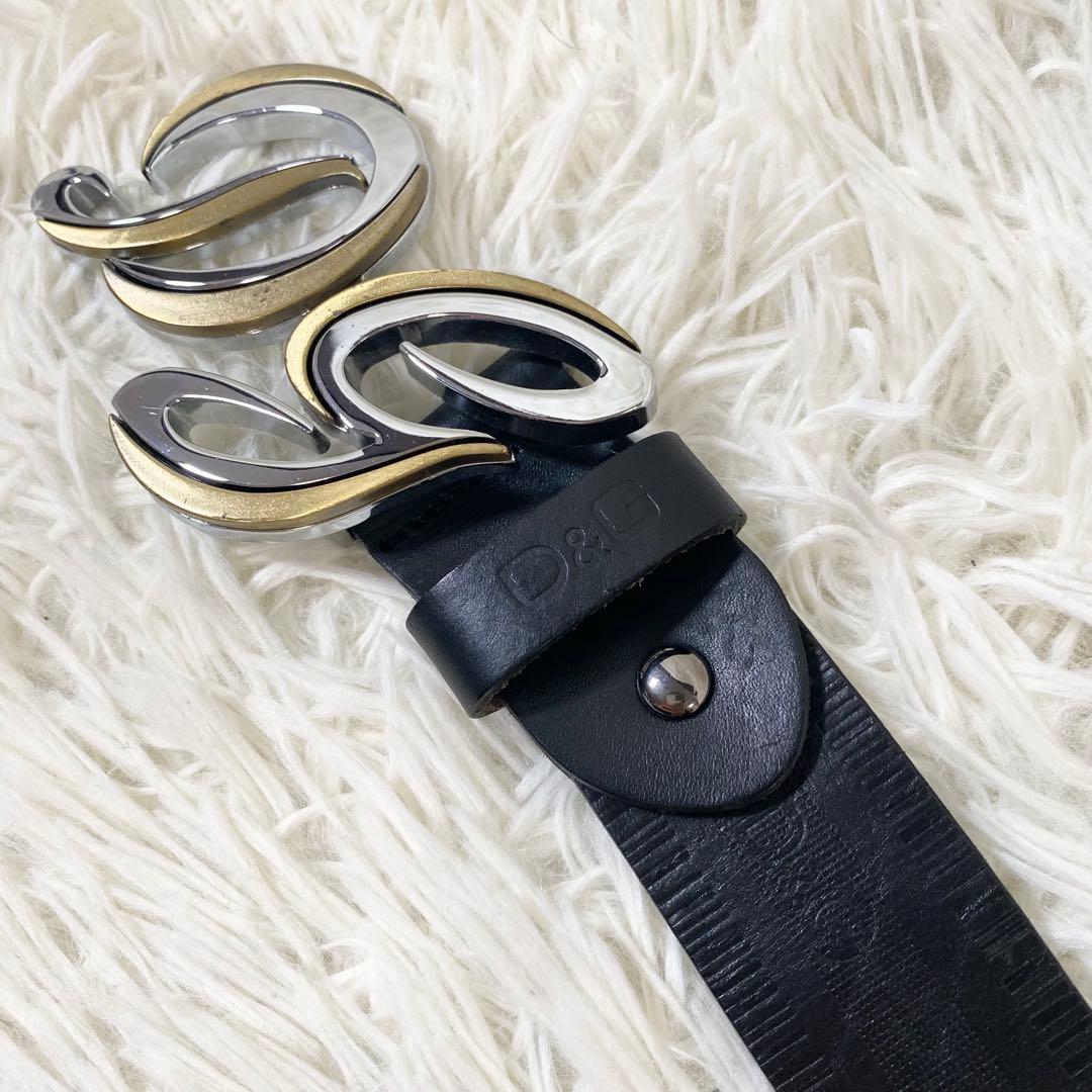 希少　DOLCE&GABBANA レザー　ベルト　ブラック　バックル　　DGロゴ