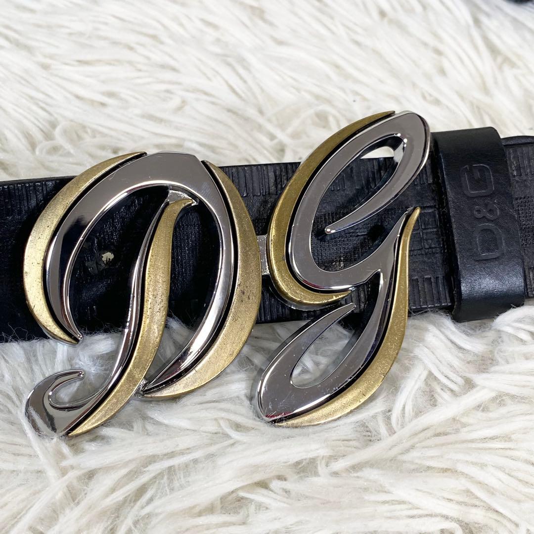 希少　DOLCE&GABBANA レザー　ベルト　ブラック　バックル　　DGロゴ