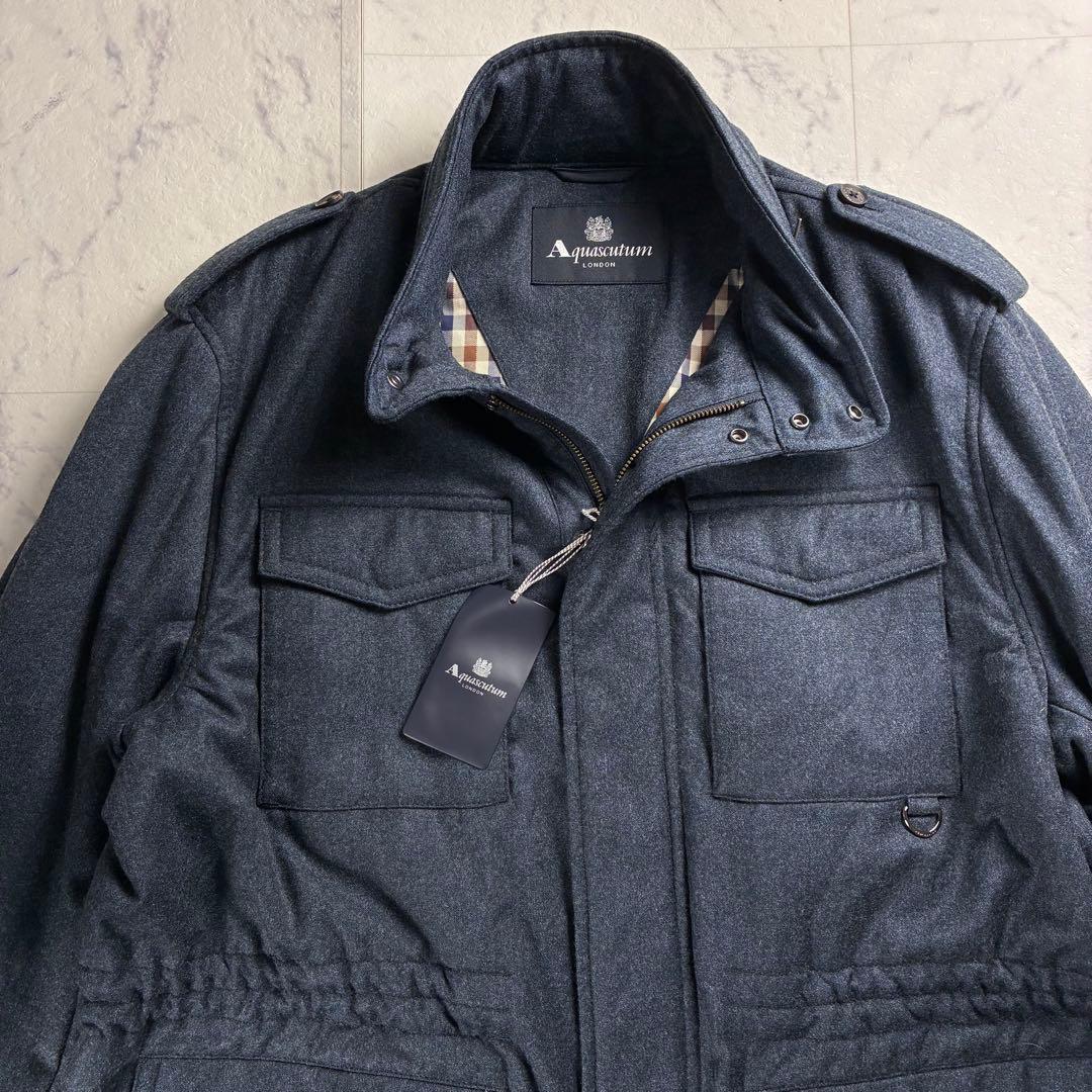 未使用タグ付き アクアスキュータム ウール フィールドジャケット ネイビー 3Ｌ