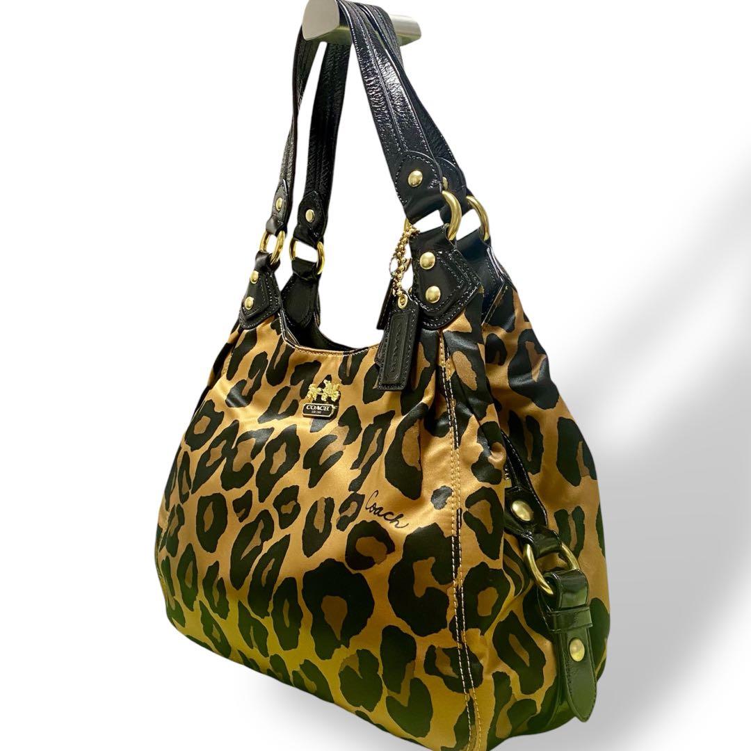 COACHコーチ トートバッグ　ナイロン　レオパード　ワンショルダーバッグ　3層