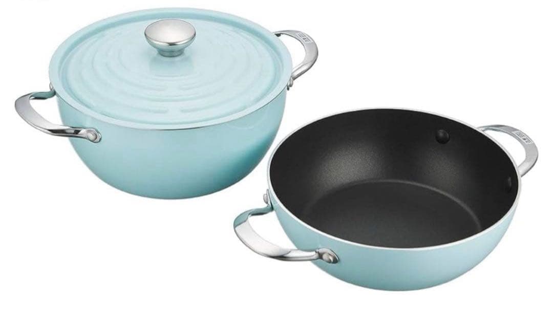 マイヤー　ライトポット　両手鍋　24cm ライトブルー　レシピ付き