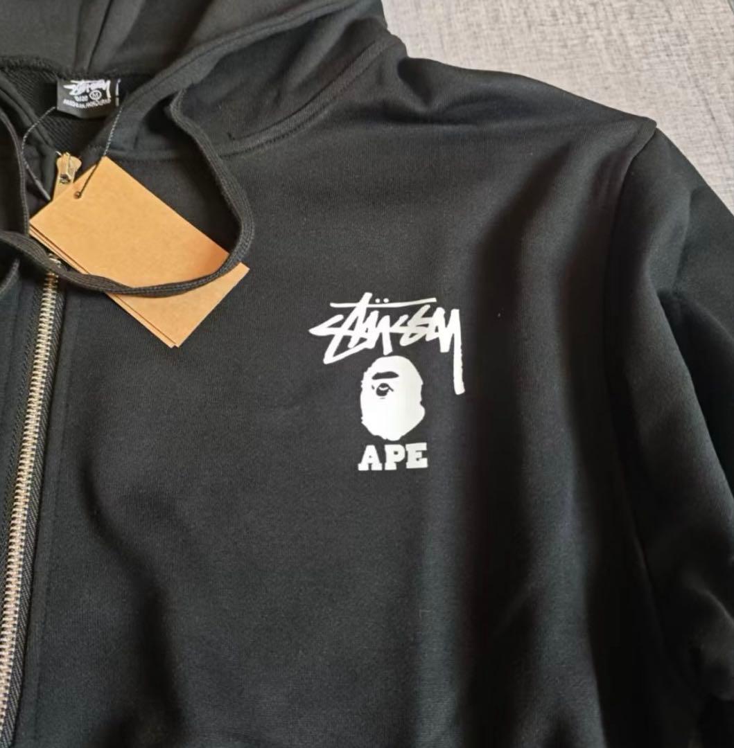 Stussy ape ブラック フードパーカー！
