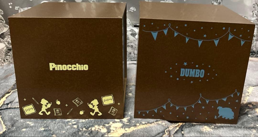 d*2様 ディズニー 木製 引き出し ピノキオ・ダンボ・小物入れ・ボックス2個セ