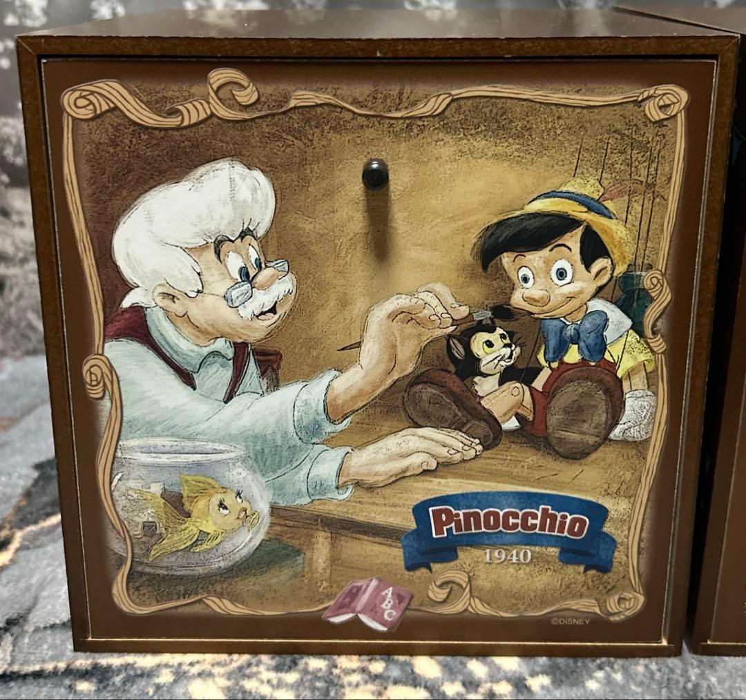 d*2様 ディズニー 木製 引き出し ピノキオ・ダンボ・小物入れ・ボックス2個セ