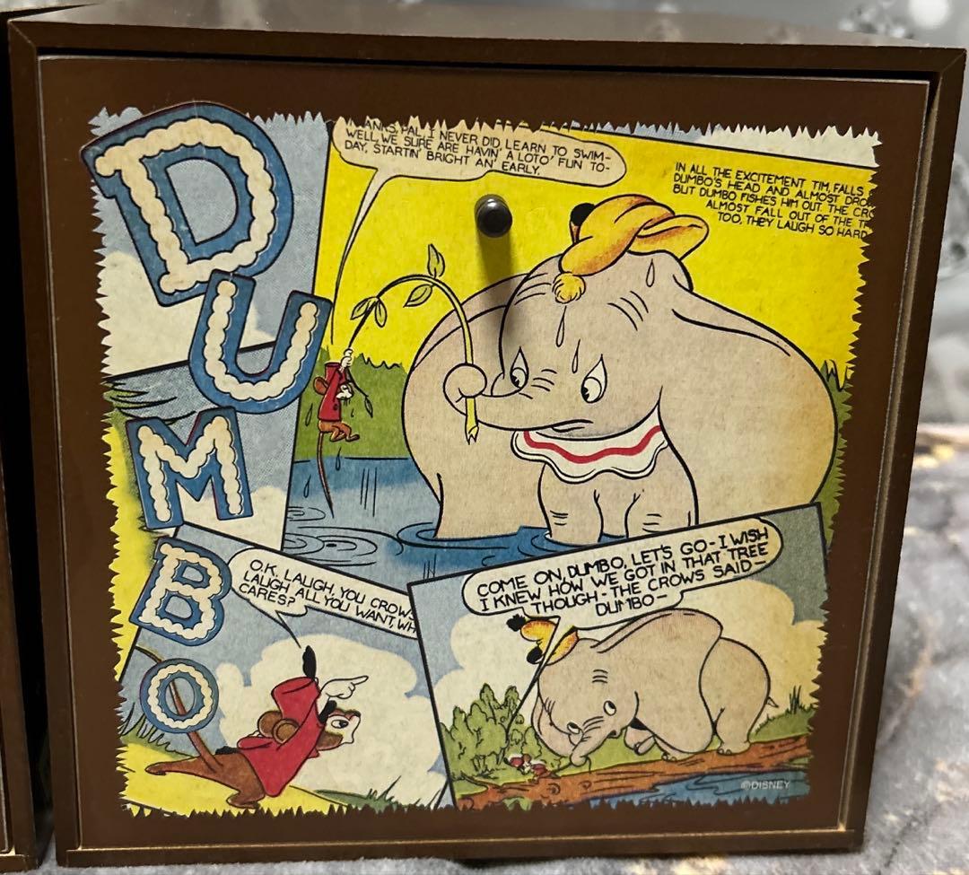 d*2様 ディズニー 木製 引き出し ピノキオ・ダンボ・小物入れ・ボックス2個セ