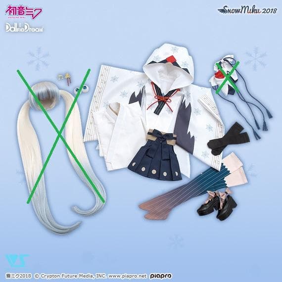 DD ドルフィードリーム用衣装 初音ミク 雪ミク タンチョウ巫女セット 欠品あり