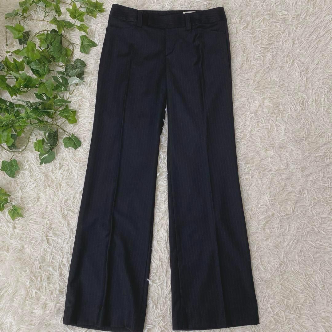 ★送料無料★シルク混✨KUMIKYOKU　ピンストライプ 1ボタン フレアパンツ