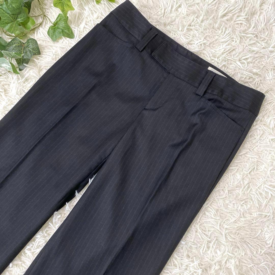 ★送料無料★シルク混✨KUMIKYOKU　ピンストライプ 1ボタン フレアパンツ