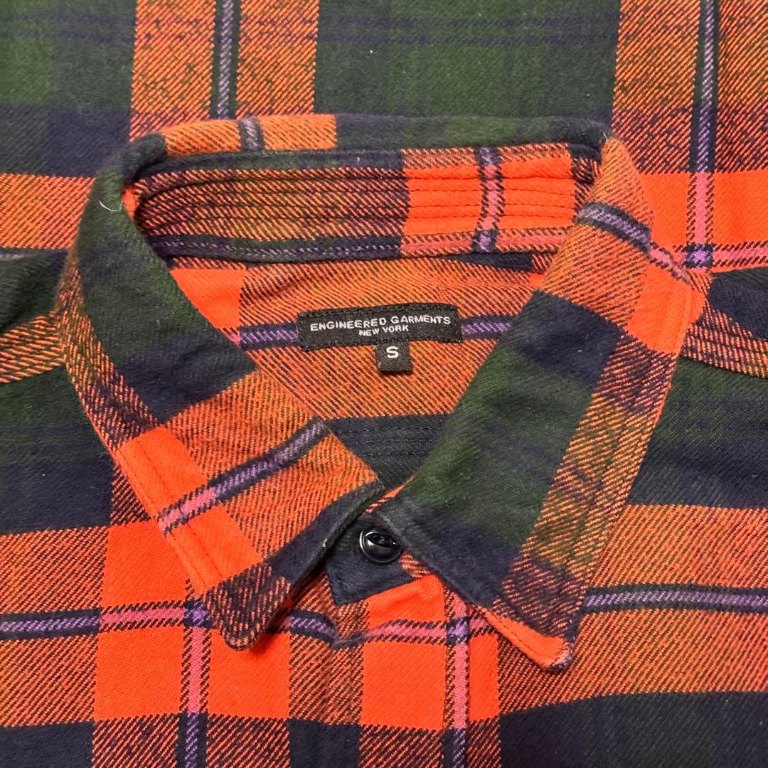 Engineered Garments コットンネルシャツ S オレンジ ワーク
