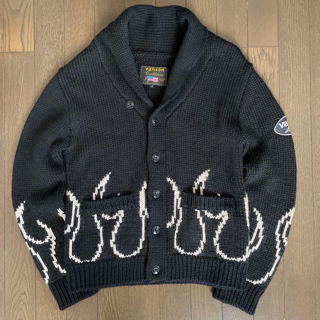 VANSON FIRE patternニットカーディガン
