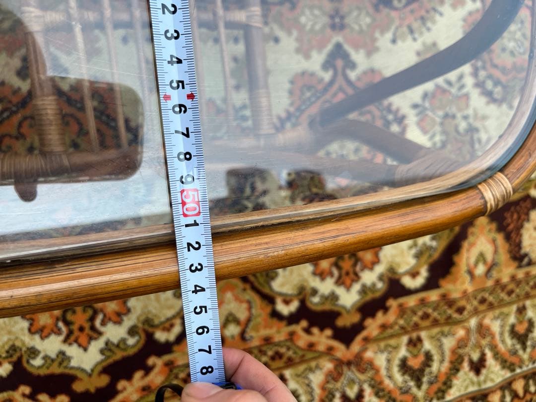 ラタンテーブル センターテーブル 籐 インテリア アンティーク ガラステーブル