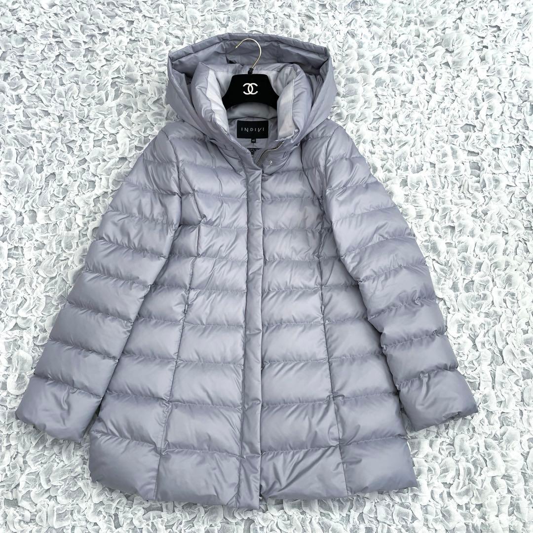 インディヴィ　洗える 撥水2WAYリサイクルミドルダウンコート　40