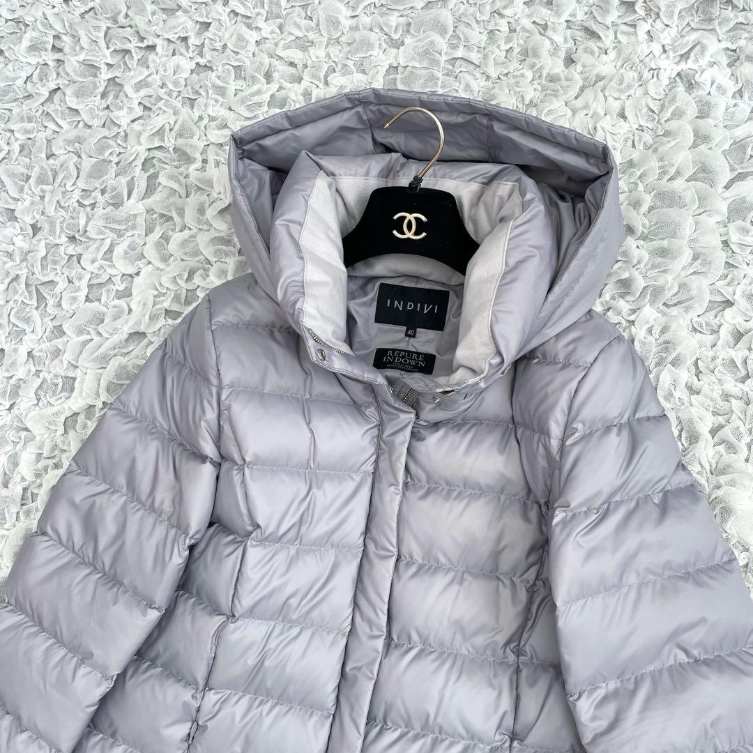 インディヴィ　洗える 撥水2WAYリサイクルミドルダウンコート　40