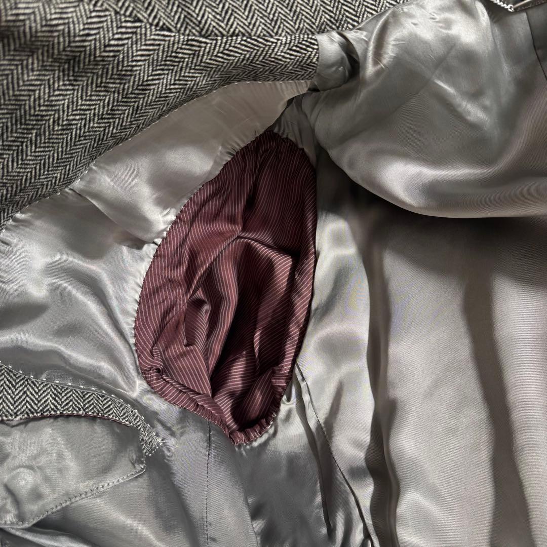 【カシミヤ100%】美品 MITSUMINE ヘリンボーン柄 ステンカラーコート