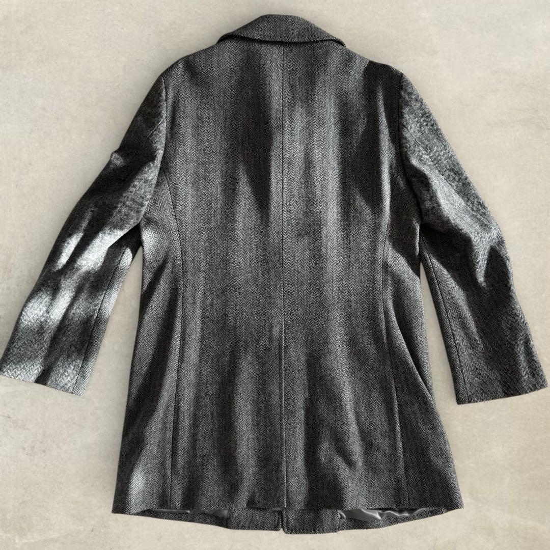 【カシミヤ100%】美品 MITSUMINE ヘリンボーン柄 ステンカラーコート