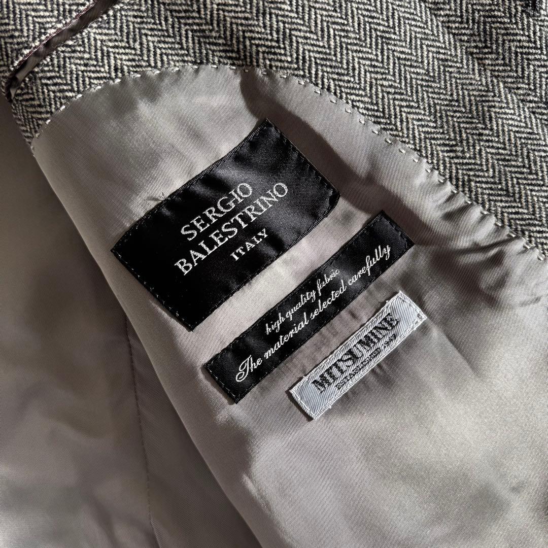 【カシミヤ100%】美品 MITSUMINE ヘリンボーン柄 ステンカラーコート