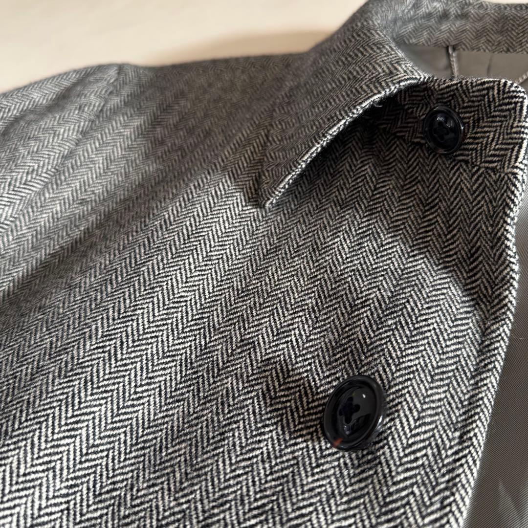 【カシミヤ100%】美品 MITSUMINE ヘリンボーン柄 ステンカラーコート