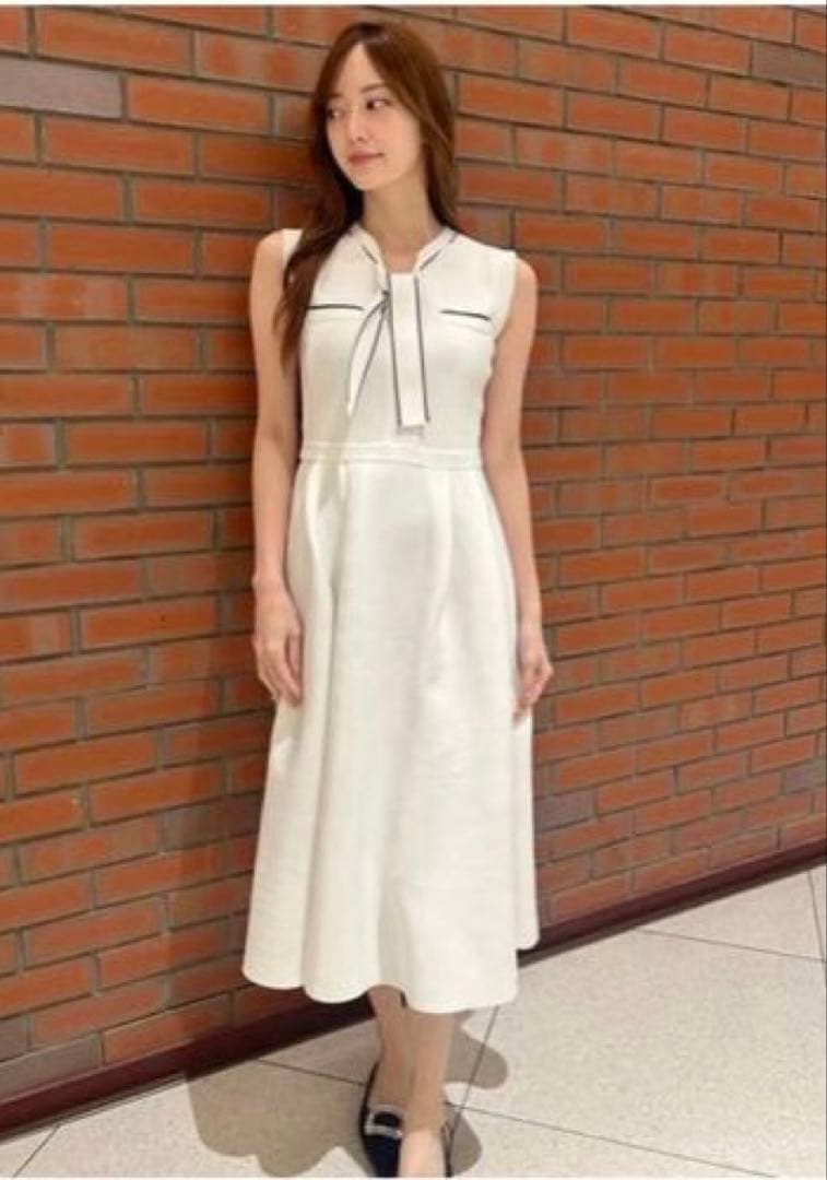 CELFORD ボウタイノースリーブニットワンピース 36