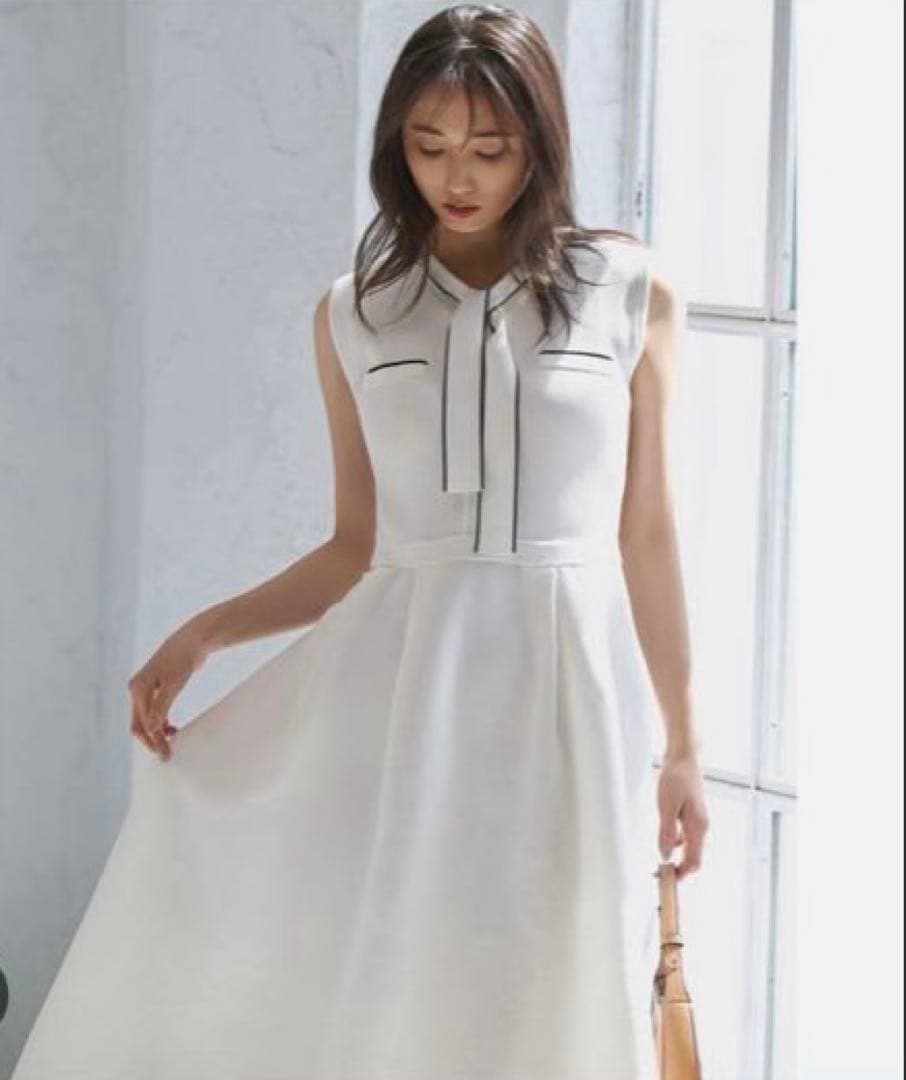 CELFORD ボウタイノースリーブニットワンピース 36