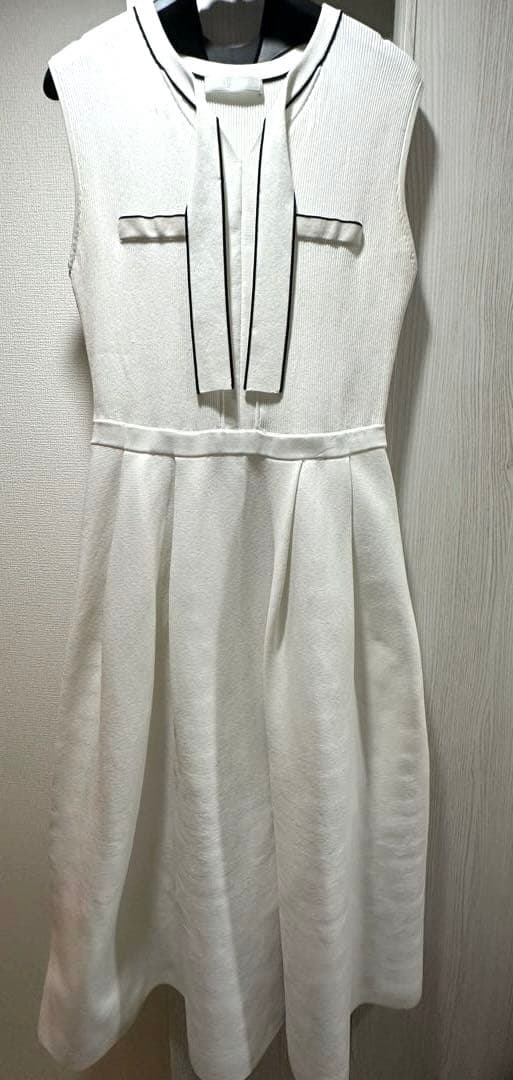 CELFORD ボウタイノースリーブニットワンピース 36