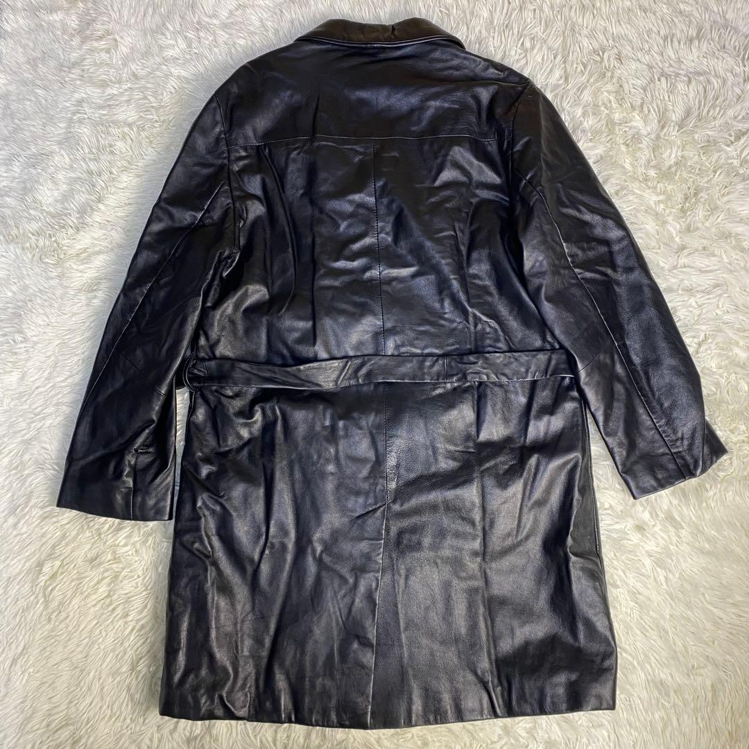 VERA PELLE トレンチコート　レザー　L ブラック　黒　本革