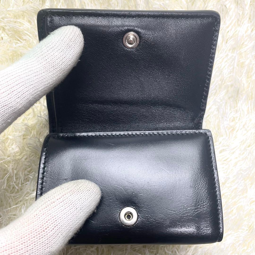箱 袋付き 極美品 バレンシアガ 三つ折り財布 WALLET1 レザー ブラック
