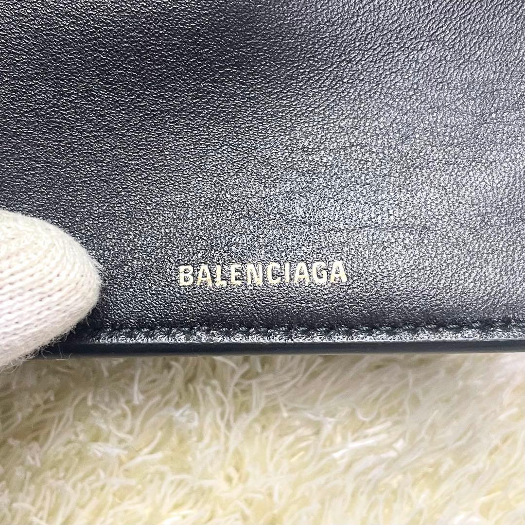 箱 袋付き 極美品 バレンシアガ 三つ折り財布 WALLET1 レザー ブラック