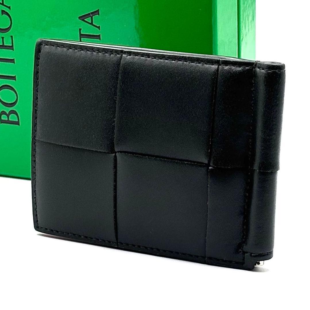 極美品 袋 現行 ボッテガヴェネタ マキシ カセット マネークリップ 黒 札入れ