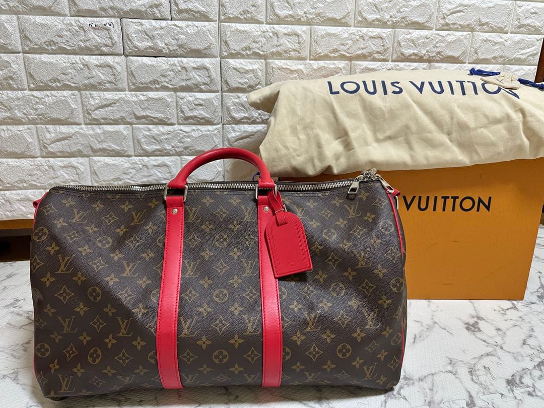 Louis Vuitton ボストンバッグ ブラウン/レッド