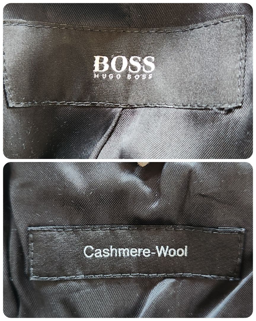 ✨ウールカシミヤ✨ヒューゴボス❣️チェスターコート　L位　ブラック　着丈94cm