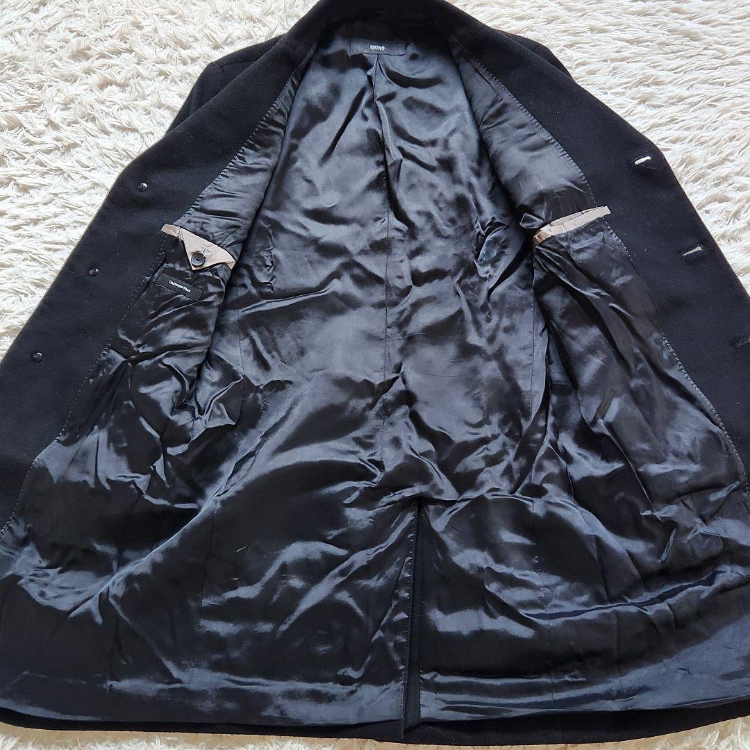 ✨ウールカシミヤ✨ヒューゴボス❣️チェスターコート　L位　ブラック　着丈94cm