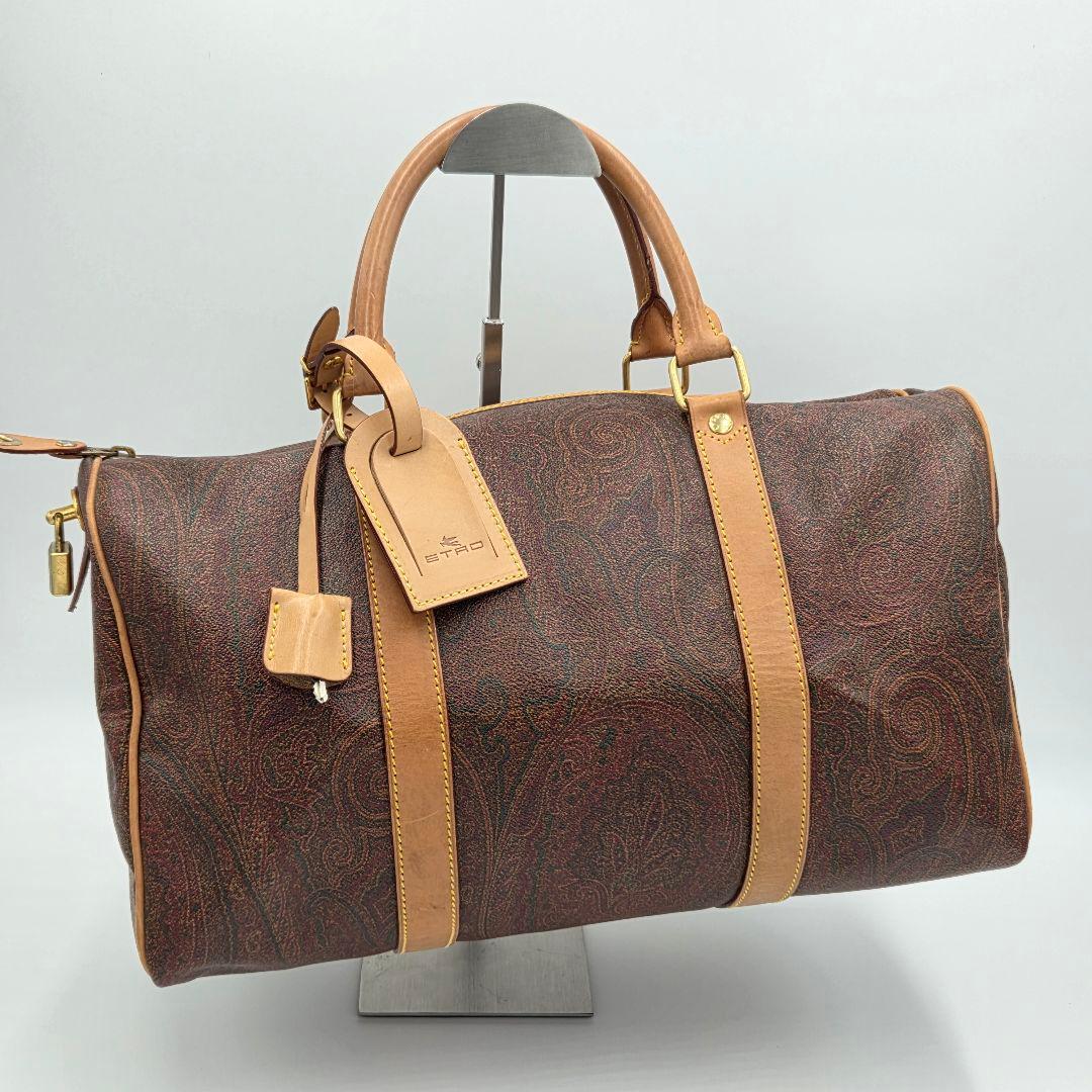 【超美品】ETRO ペイズリー柄 レザーボストンバッグ　希少