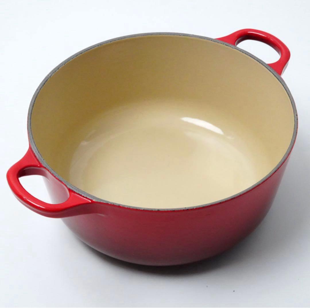 【美品】LE CREUSET　ココット ロンド チェリーレッド　20cm