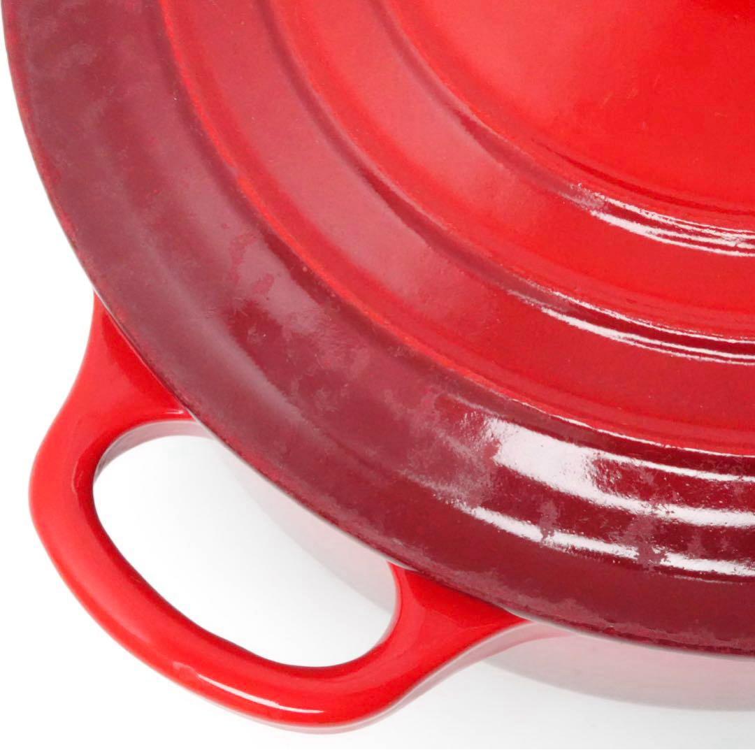 【美品】LE CREUSET　ココット ロンド チェリーレッド　20cm