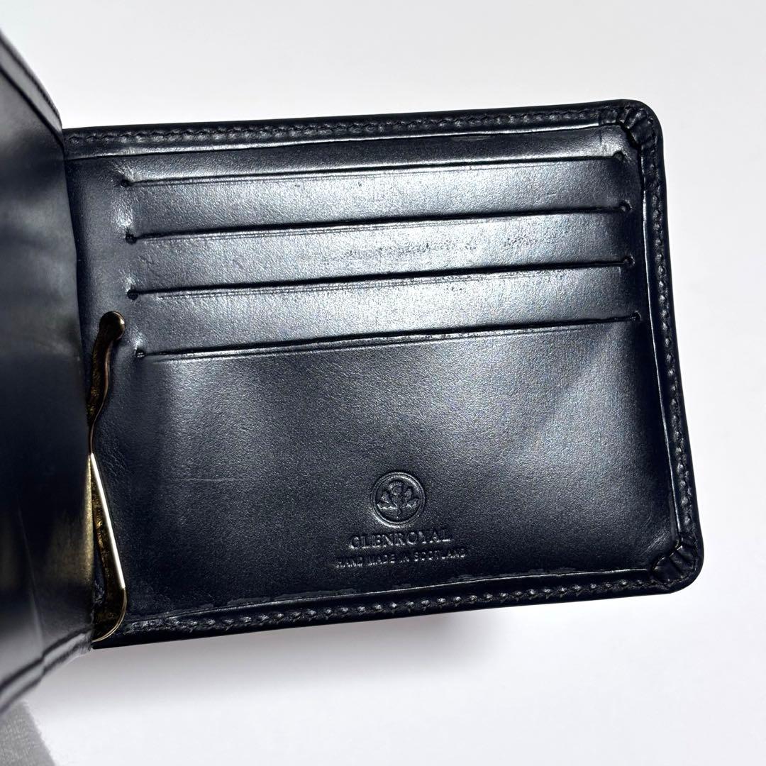 【現行品】グレンロイヤル マネークリップ 小銭入れ付 ブラック レザー 薄マチ