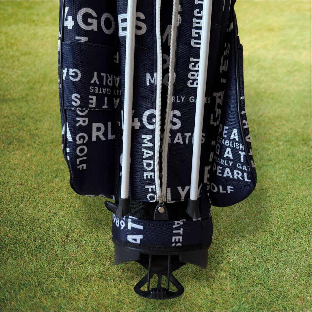 パーリーゲイツ　キャディ バッグ　ショルダー式　スタンド式　軽量　総柄　紺