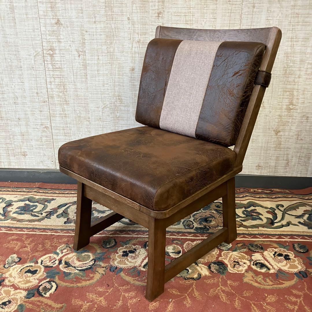 ②北欧レトロ 上久商店 大川家具 ノゾミ 回転式 天然木製椅子 アームレスチェア