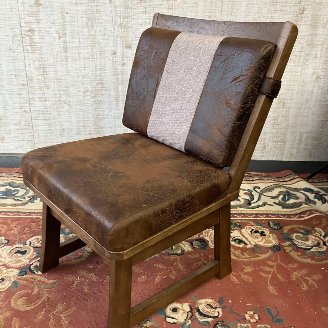 ②北欧レトロ 上久商店 大川家具 ノゾミ 回転式 天然木製椅子 アームレスチェア