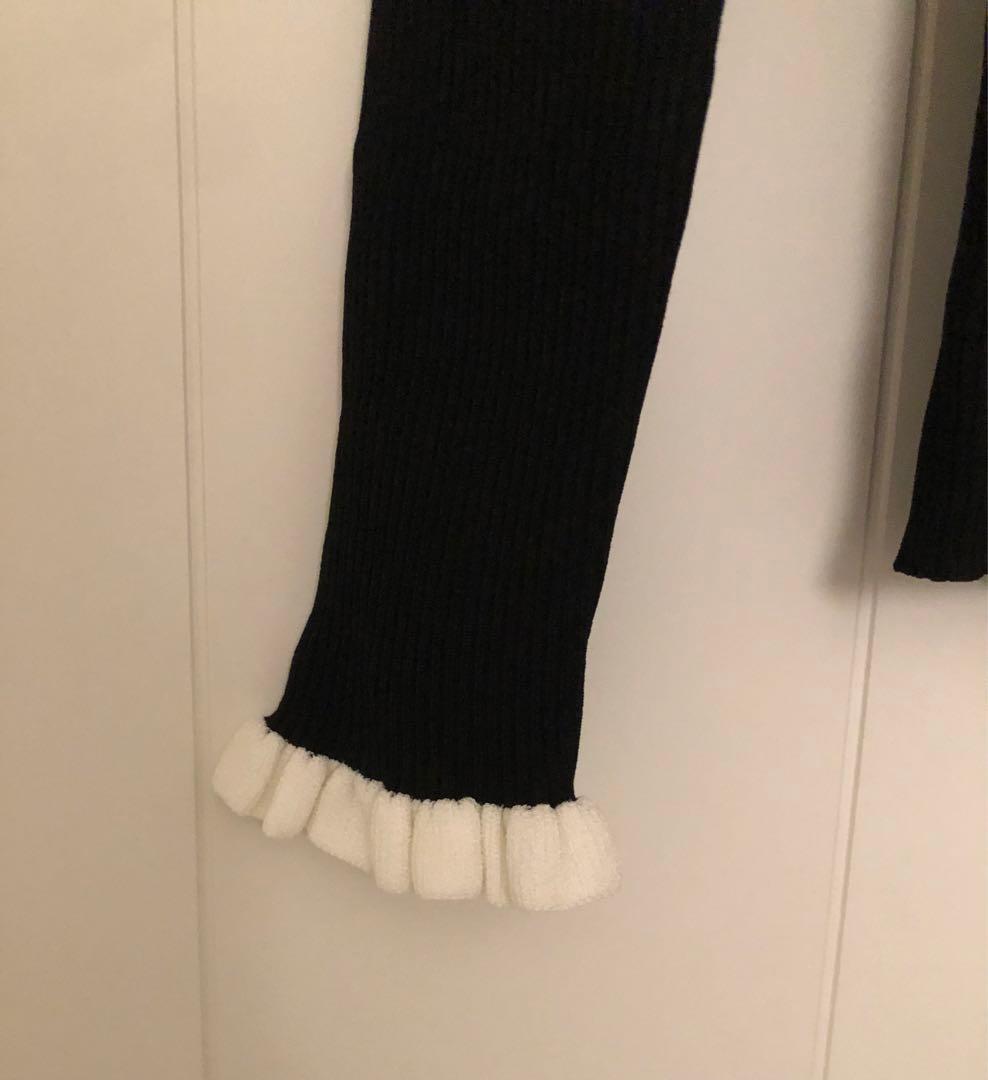 エムプルミエ m-i-d バイカラーフリルリブニットプルオーバー