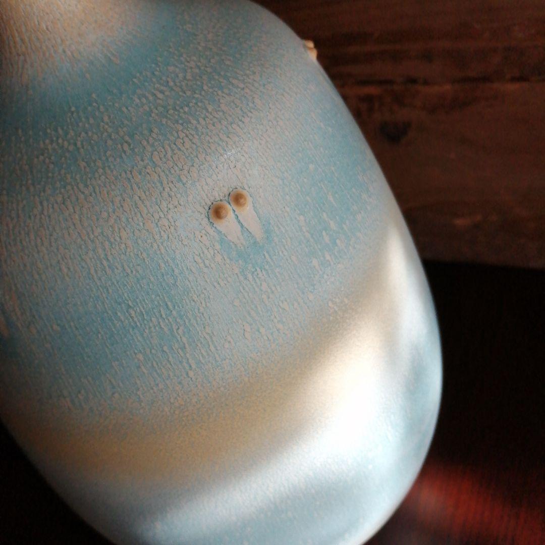 京焼　天野達夫　窯変蒼釉花瓶　28.5cm