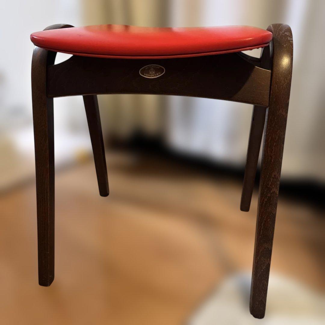 秋田木工 AKITAMOKKO 木製スツール 赤座面 曲木 ヴィンテージ