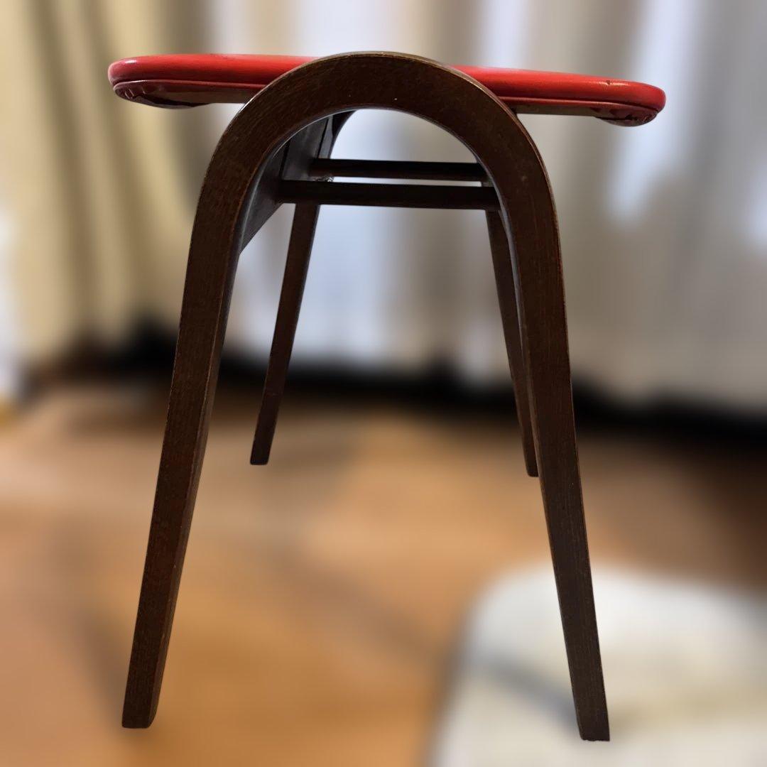 秋田木工 AKITAMOKKO 木製スツール 赤座面 曲木 ヴィンテージ