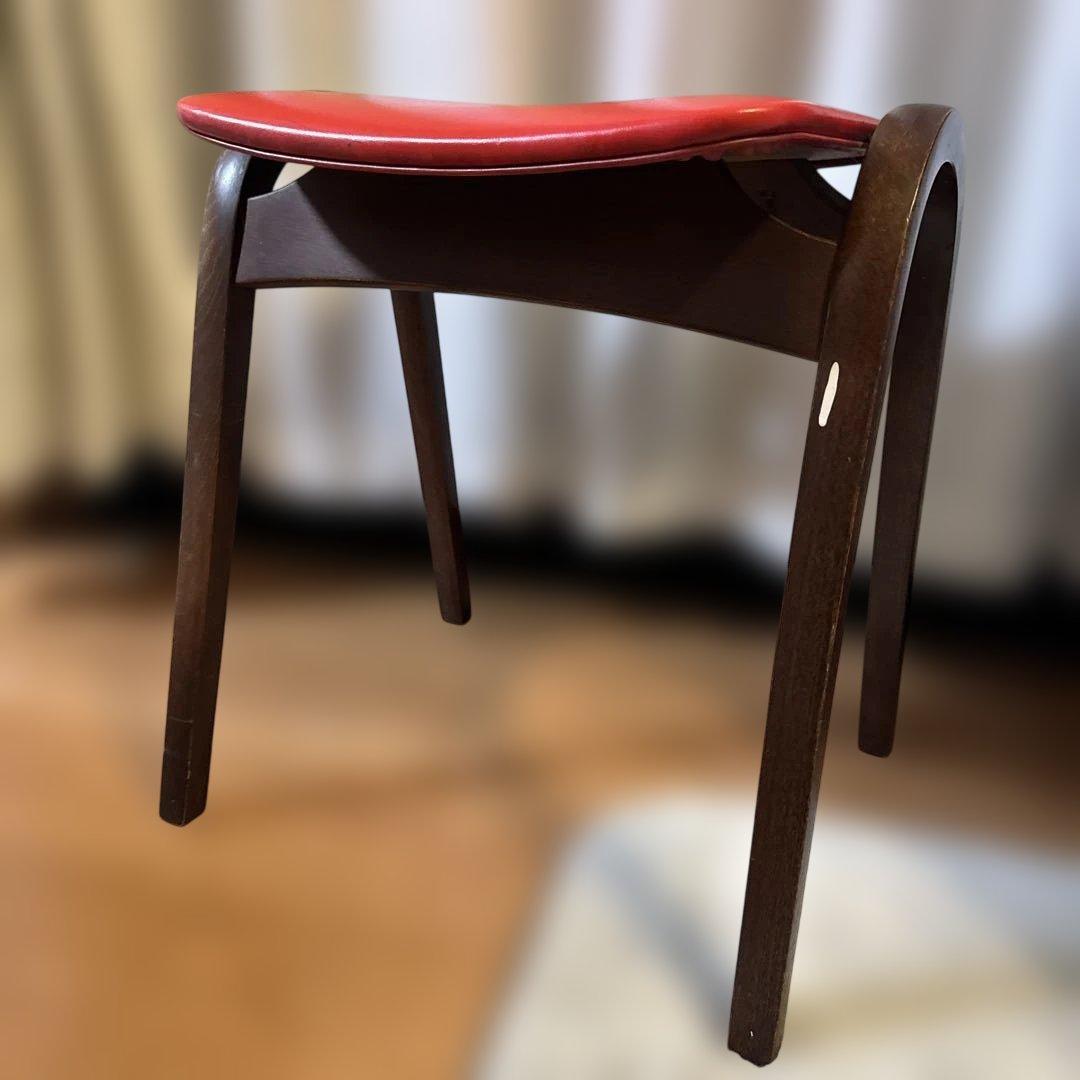 秋田木工 AKITAMOKKO 木製スツール 赤座面 曲木 ヴィンテージ
