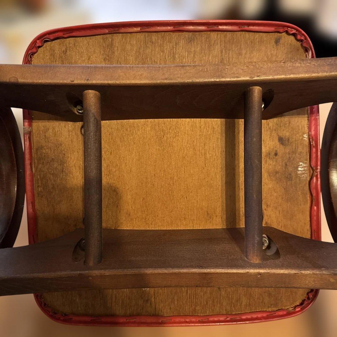 秋田木工 AKITAMOKKO 木製スツール 赤座面 曲木 ヴィンテージ