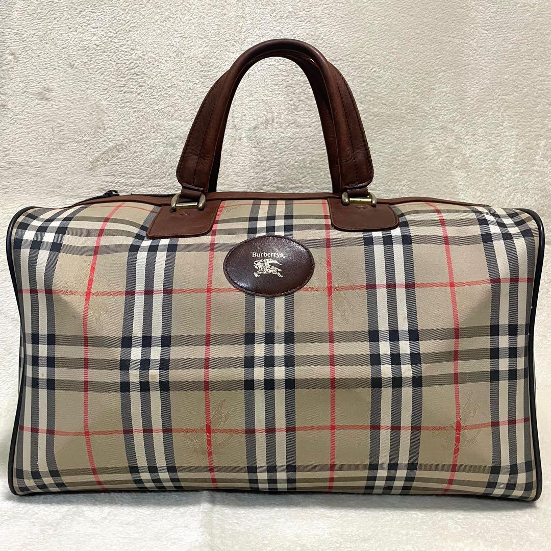 【3泊4日】 バーバリー ボストンバッグ ノバチェック 大容量 旅行 鍵付き
