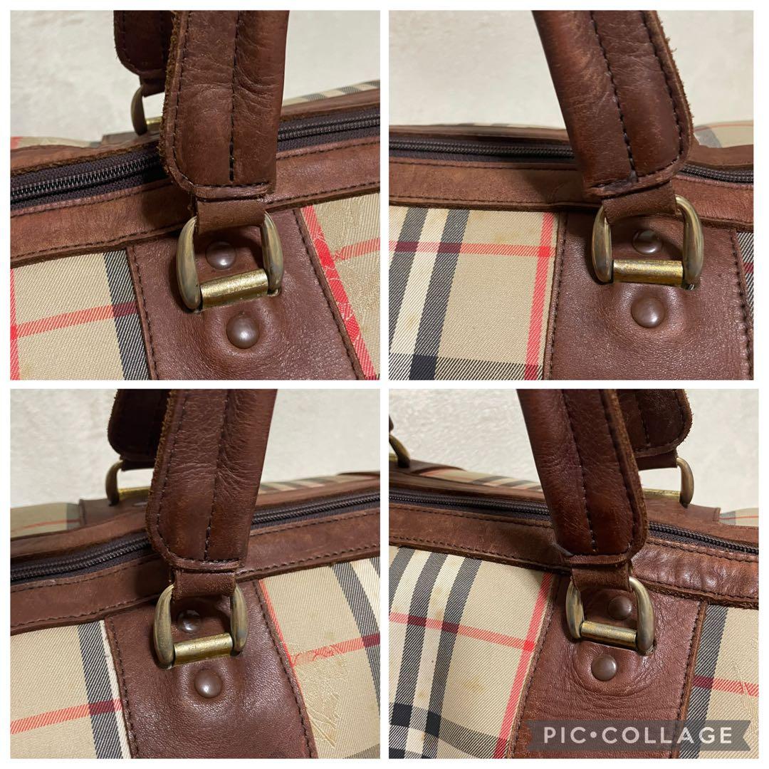 【3泊4日】 バーバリー ボストンバッグ ノバチェック 大容量 旅行 鍵付き