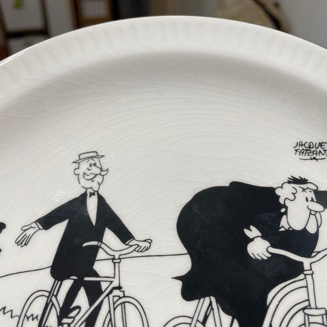 フランス　風刺画柄　アンティーク皿　5枚セット